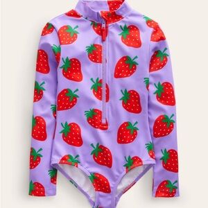 Mini Boden girls long sleeved swimsuit - violet strawberries